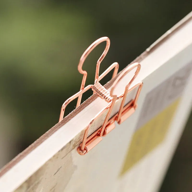 Rose gold metal binder set showing small and large ticket holder folders for test papers and documents