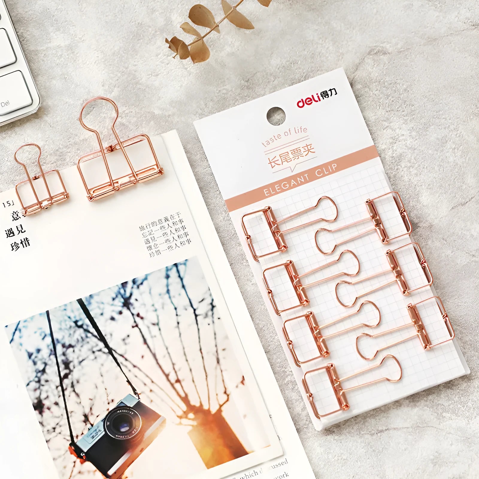 Rose gold metal binder set showing small and large ticket holder folders for test papers and documents