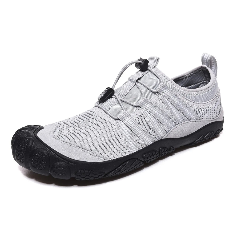 Black elastic band water shoes with mesh upper and rubber sole for outdoor sports