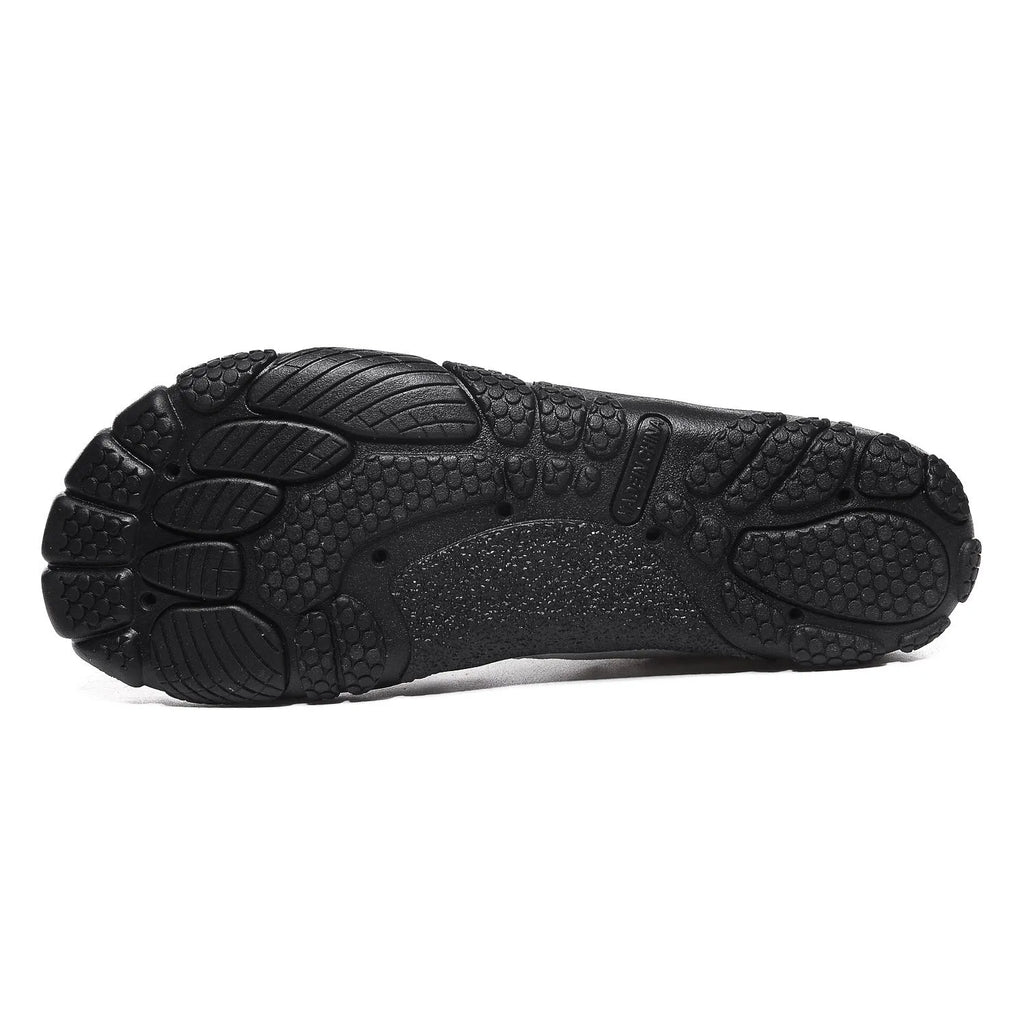 Black elastic band water shoes with mesh upper and rubber sole for outdoor sports