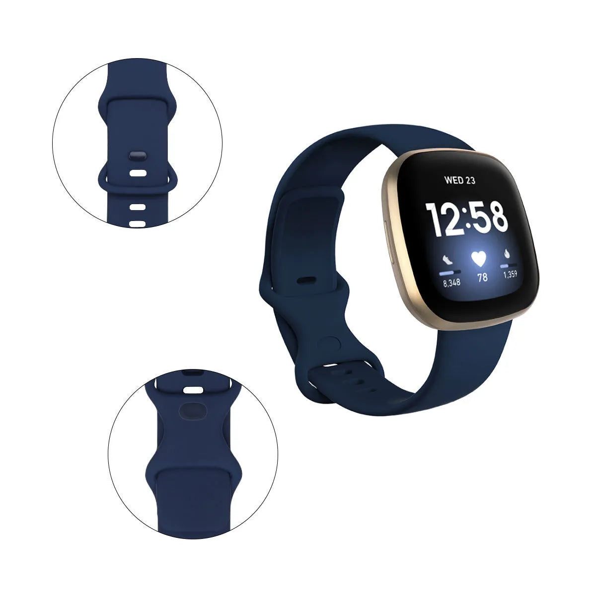 Fitbit Versa3 smart watch replacement strap in TPU silicone showing multiple colour options