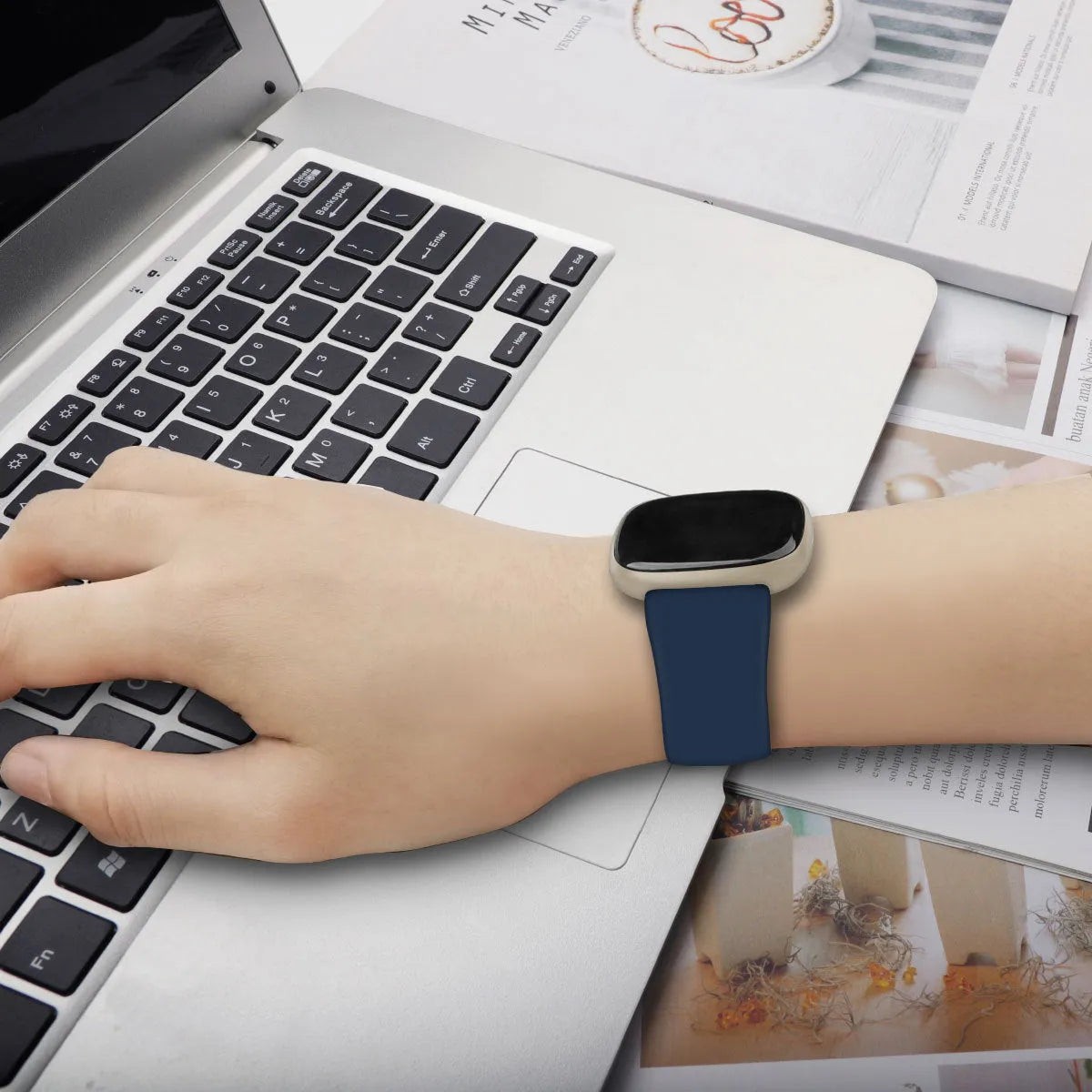 Fitbit Versa3 smart watch replacement strap in TPU silicone showing multiple colour options