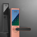Home security door fingerprint lock with black finish and fingerprint sensor