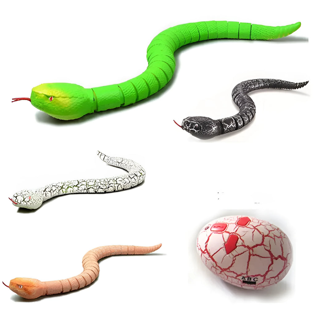 Black and grey remote control snake robot toy with USB charging cable