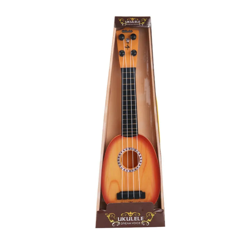 Retro-style plastic ukulele toy guitar for children with four colourful strings