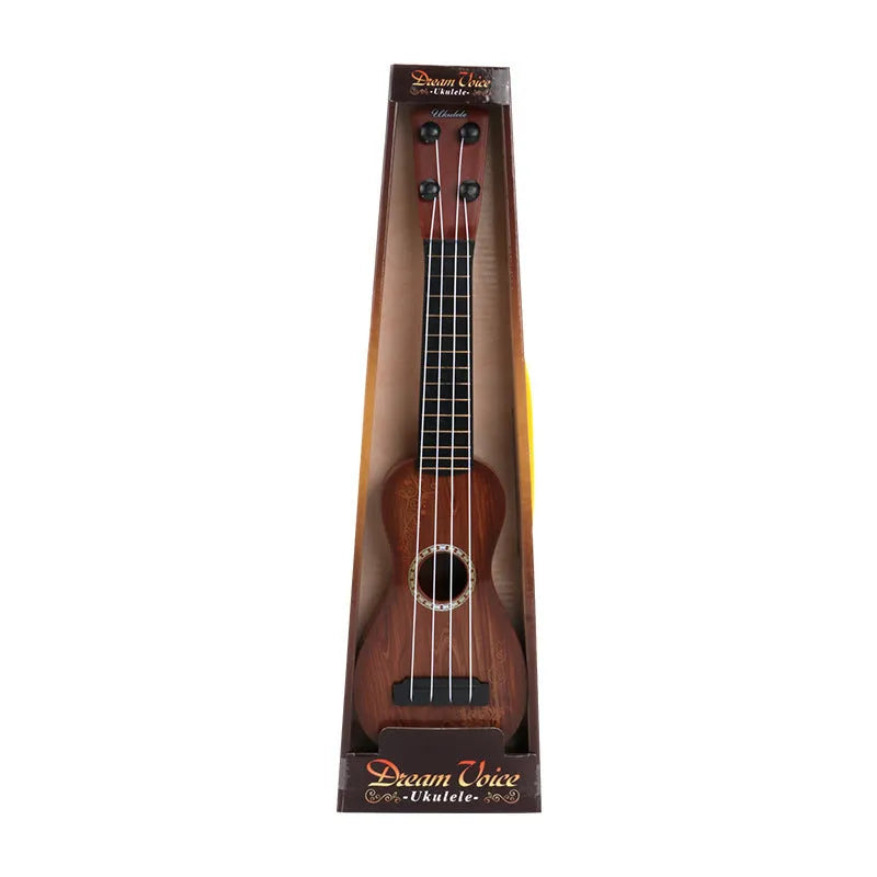 Retro-style plastic ukulele toy guitar for children with four colourful strings
