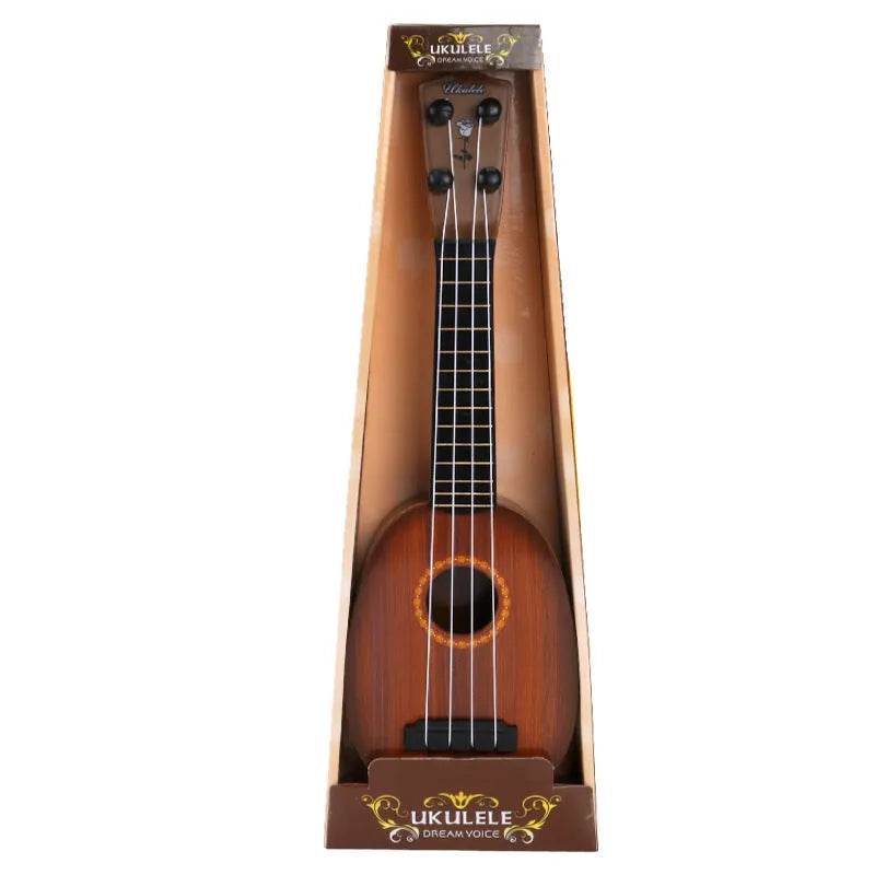 Retro-style plastic ukulele toy guitar for children with four colourful strings