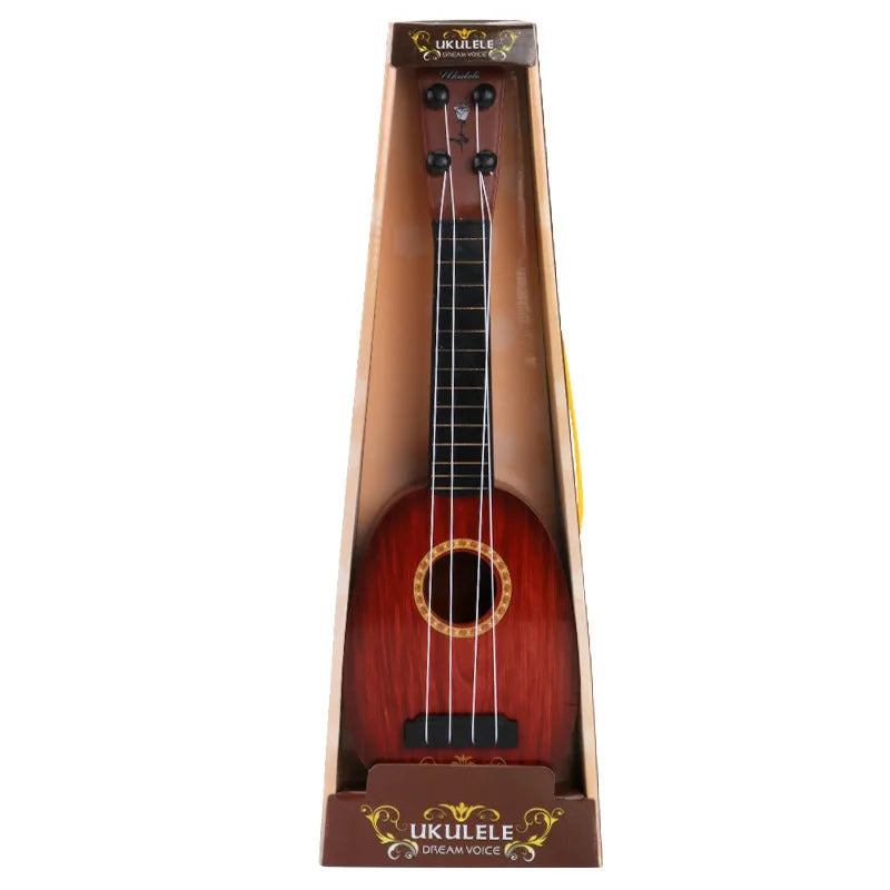 Retro-style plastic ukulele toy guitar for children with four colourful strings