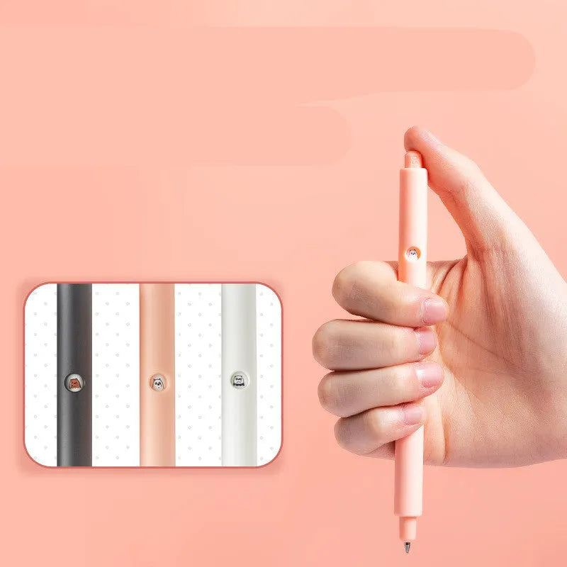 MINISO Bare Bear cartoon press gel pen with 0.5mm tip in black, pink, and white colour options