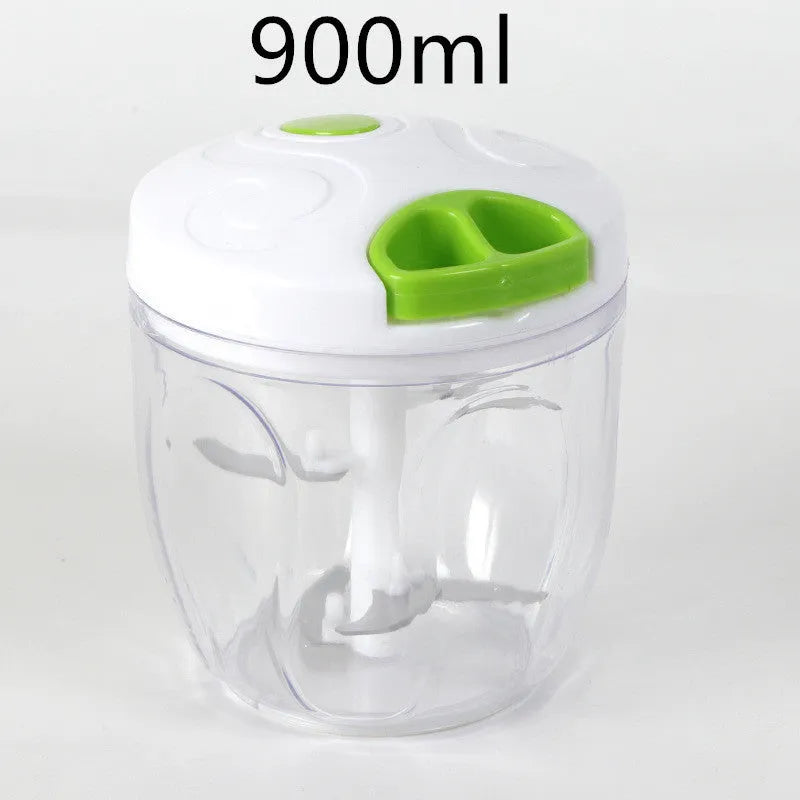 Green manual kitchen chopper with three stainless steel blades and 500ml container capacity