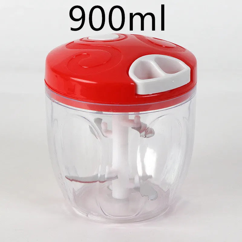 Green manual kitchen chopper with three stainless steel blades and 500ml container capacity