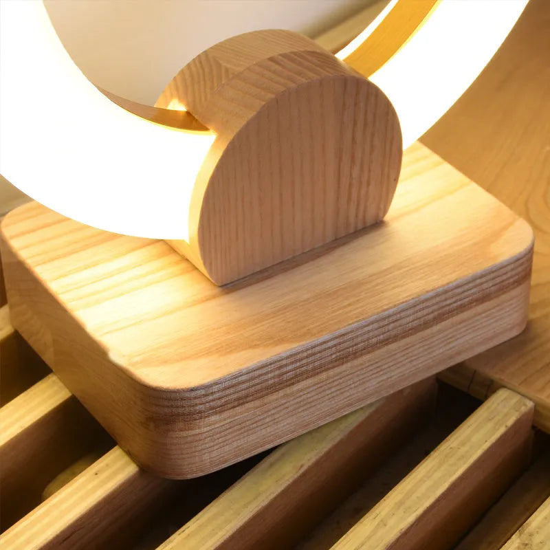 Wooden art circular chandelier with acrylic shade in modern Nordic style, showing 20cm and 30cm diameter options