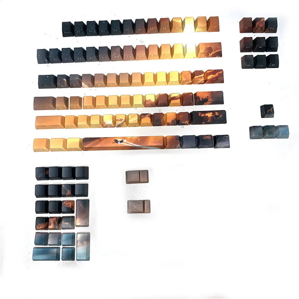 Saturn engraved mechanical keyboard keycaps for Cherry MX switches with 108-key set