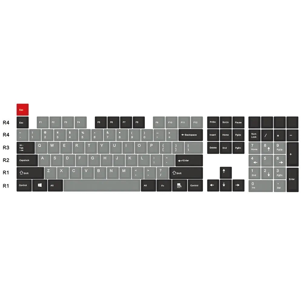 PBT side engraved Dolch transparent mechanical keyboard keycaps showing side legends
