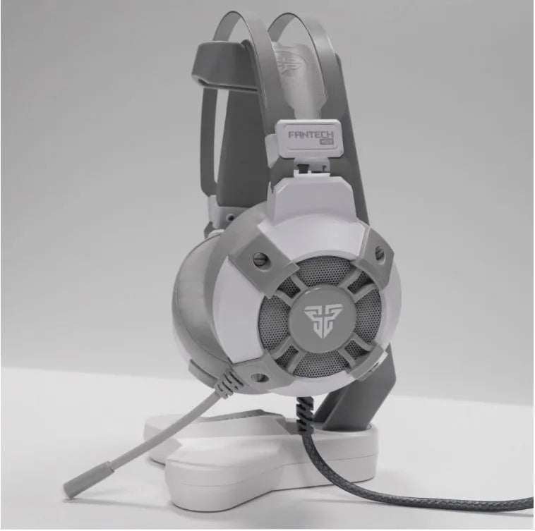 Black FANTECH HG11 USB gaming headset with RGB lights on earcups and a noise reduction microphone.