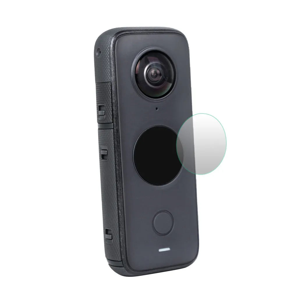 Insta360 ONE X2 tempered glass screen protector black colour with 97mm x 64mm dimensions