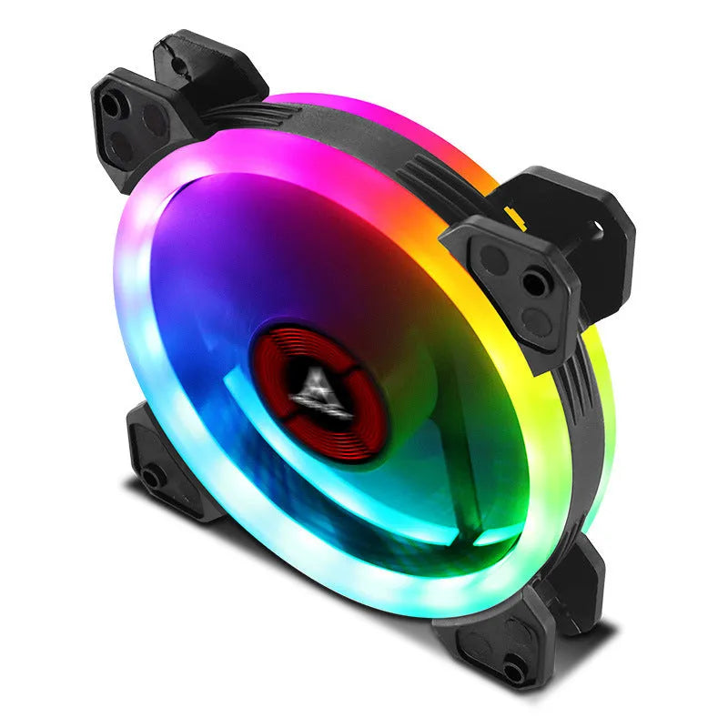 12cm PC chassis fan with camouflage-pattern blades lit by RGB LEDs