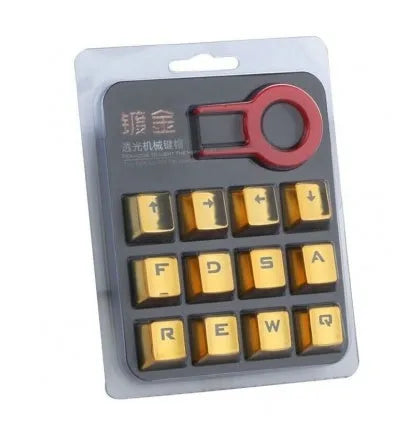 12 metallic red PBT double-shot injection moulded keycaps with translucent legends for backlit mechanical keyboards