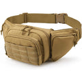 Tactical waist bag in black colour with adjustable waist strap and storage compartments