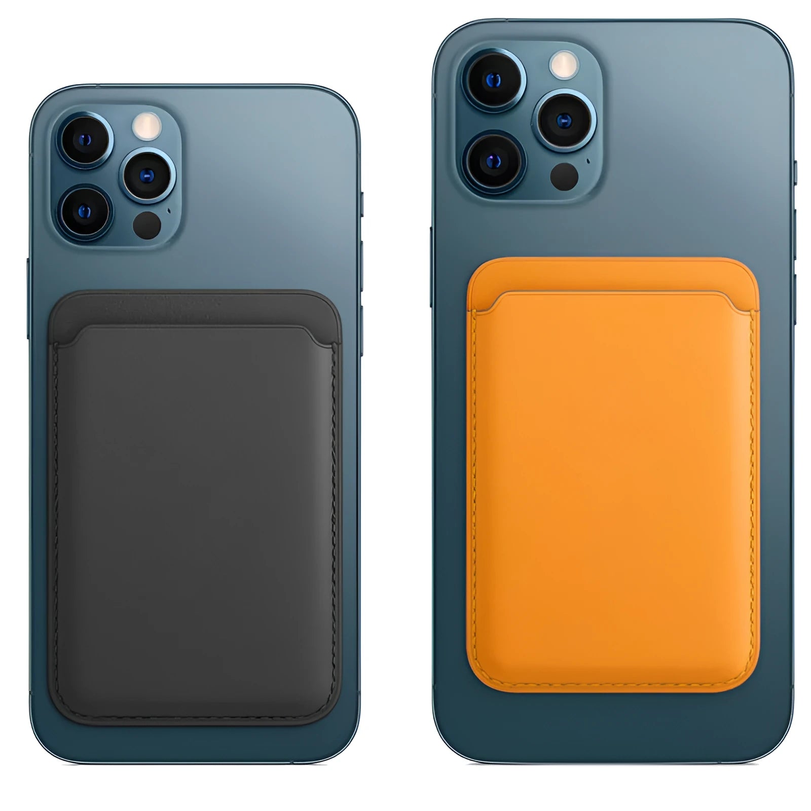 MagSafe-compatible iPhone case with integrated card holder in PU leather-look material.