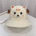 Kitten and Frog cotton sun hat for children, fisherman style, 48 cm head circumference, blue colour