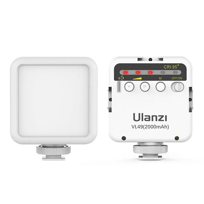 Mini LED photography light with built-in battery, dimmable 6W, 5500K, 10.5x8x4cm, in white