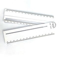 White 30 cm plastic multi-function angle and straight edge ruler.