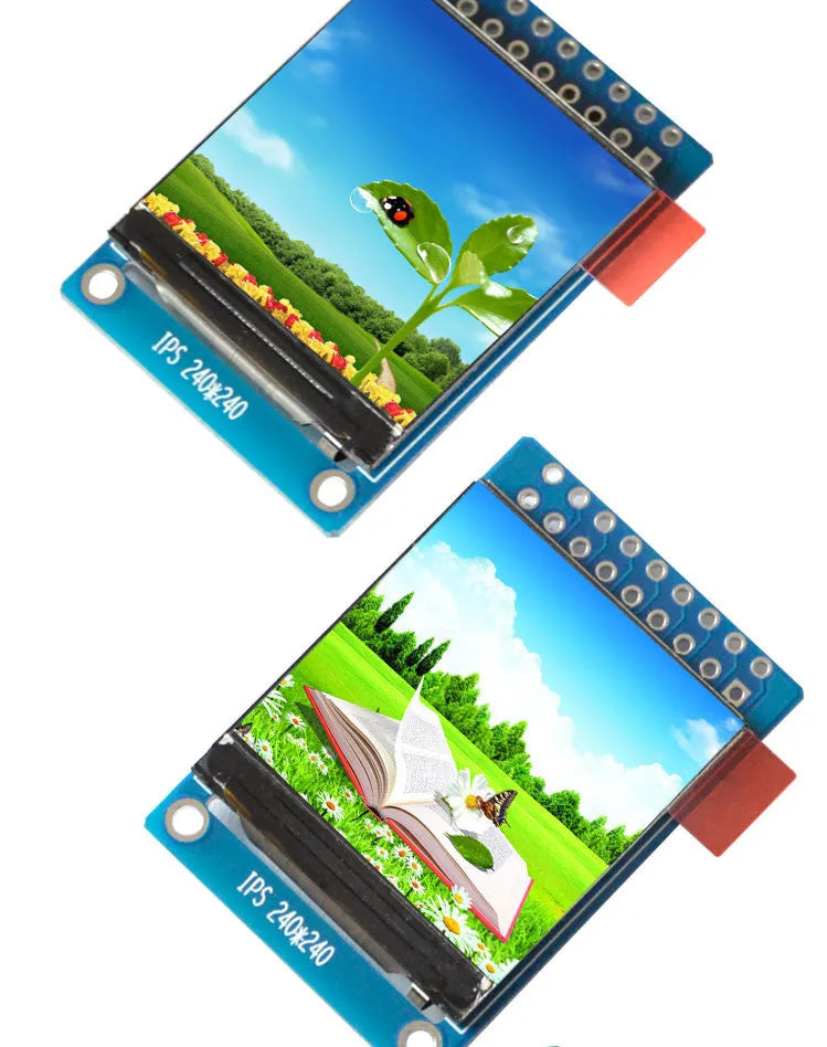 1.3-inch square IPS LCD colour display module on a green PCB with an 18-pin connector.
