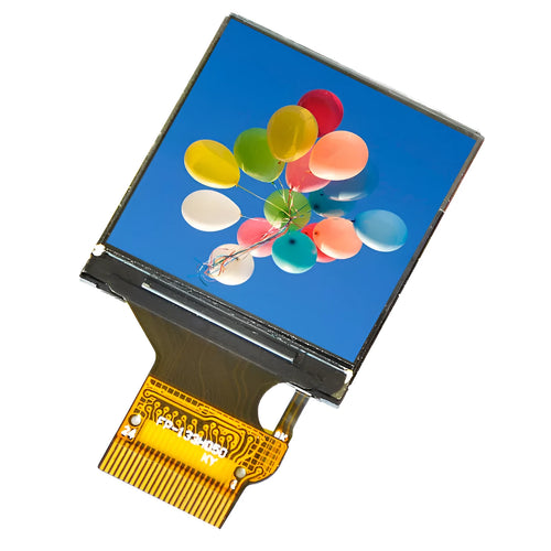 1.3-inch square IPS LCD colour display module on a green PCB with an 18-pin connector.