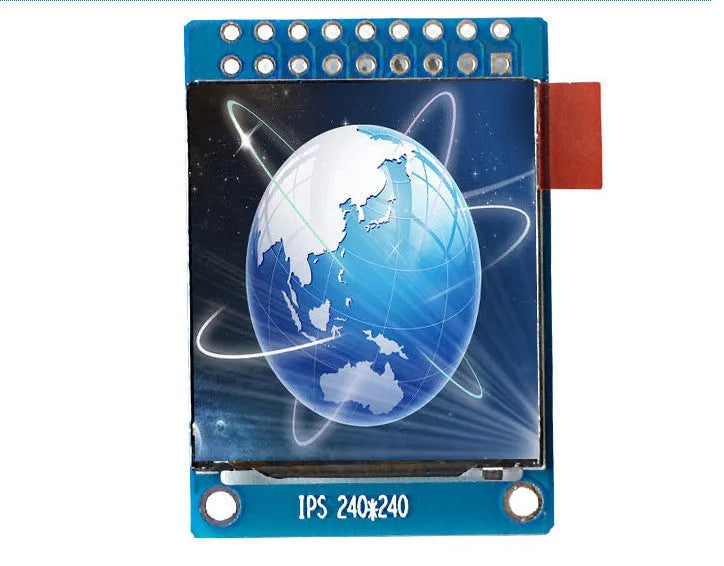 1.3-inch square IPS LCD colour display module on a green PCB with an 18-pin connector.