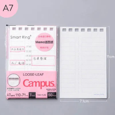 A7 hard cover detachable coil notebook in Japanese Korean small fresh style with multiple loose-leaf paper options