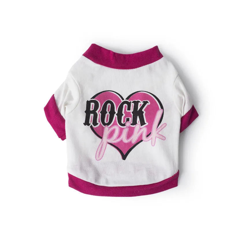 A casual cotton t-shirt for dogs shown in a leisure style, available in multiple sizes.