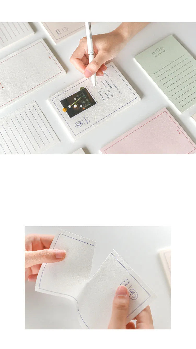 Apple-compatible memo pad notebook with colourful cover designs showing blank and lined paper options