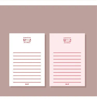 Apple-compatible memo pad notebook with colourful cover designs showing blank and lined paper options