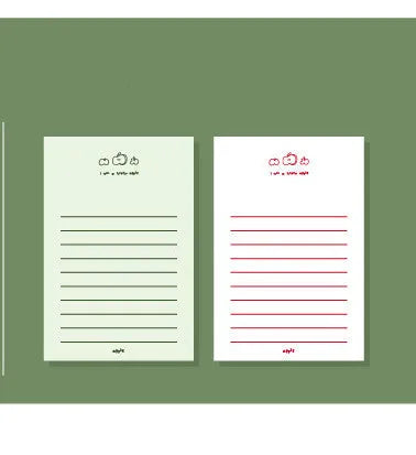Apple-compatible memo pad notebook with colourful cover designs showing blank and lined paper options