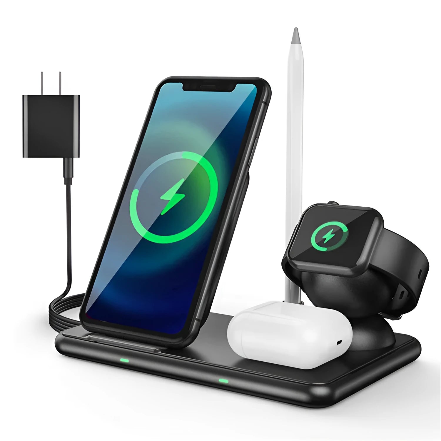 Matte black Apple wireless charger for phones watches headsets with Type-C port