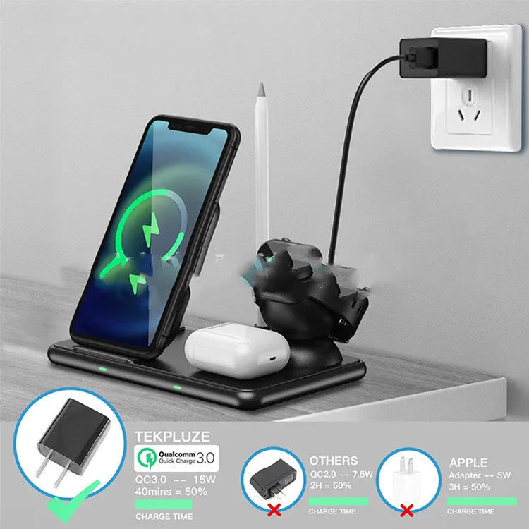 Matte black Apple wireless charger for phones watches headsets with Type-C port