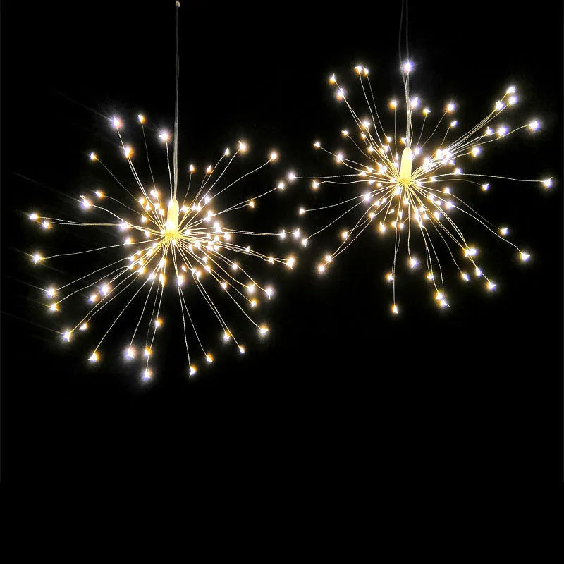 Solar-powered LED meteor shower chandelier light with multiple warm white LEDs for indoor or outdoor decoration.