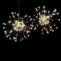Solar-powered LED meteor shower chandelier light with multiple warm white LEDs for indoor or outdoor decoration.