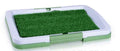 Red 3-layer large dog potty training pad with synthetic grass surface and raised tray edges