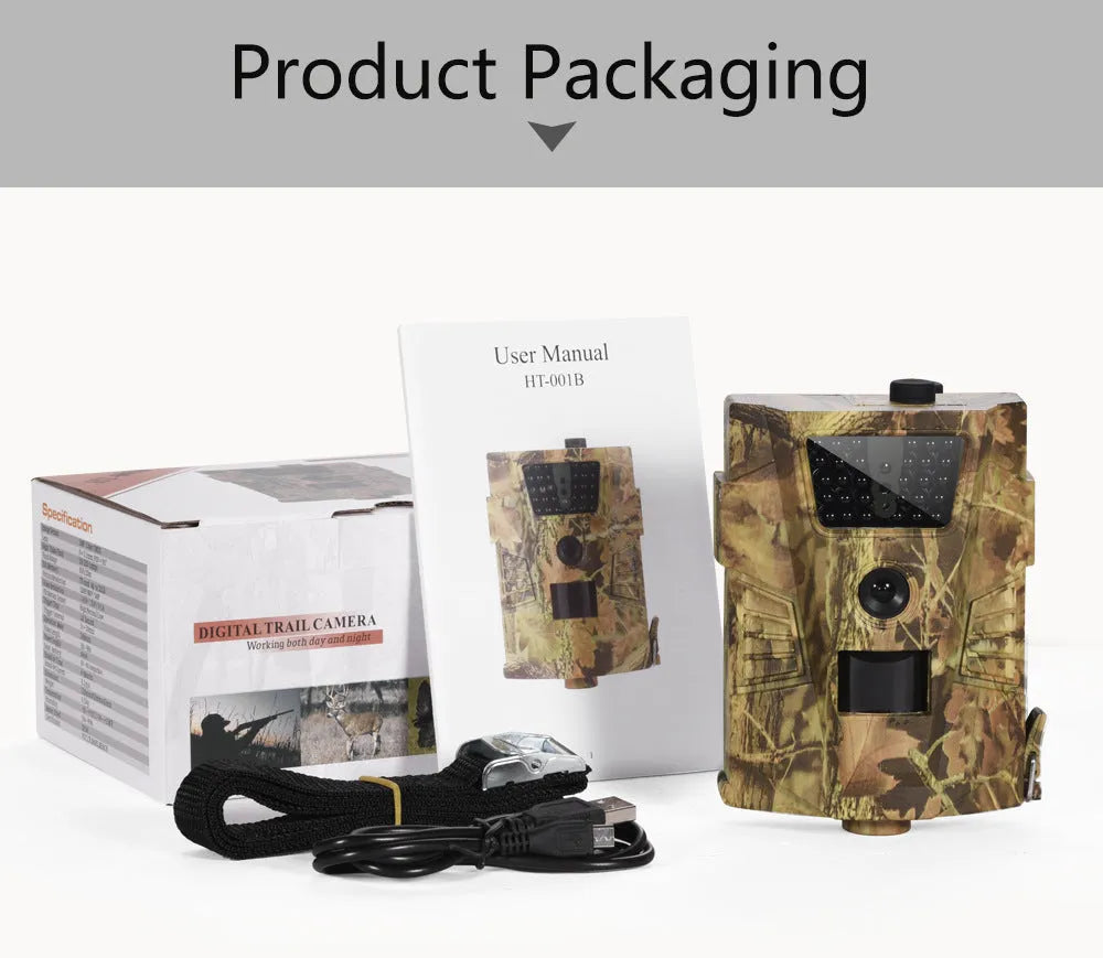 Orchard surveillance camera with compact black casing and lens for outdoor farm security monitoring