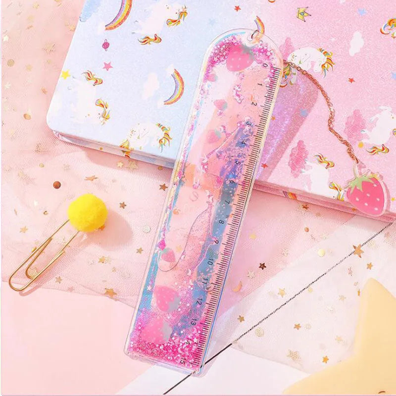 15cm colourful ruler with laser-cut heart designs serving as both measurement tool and bookmark