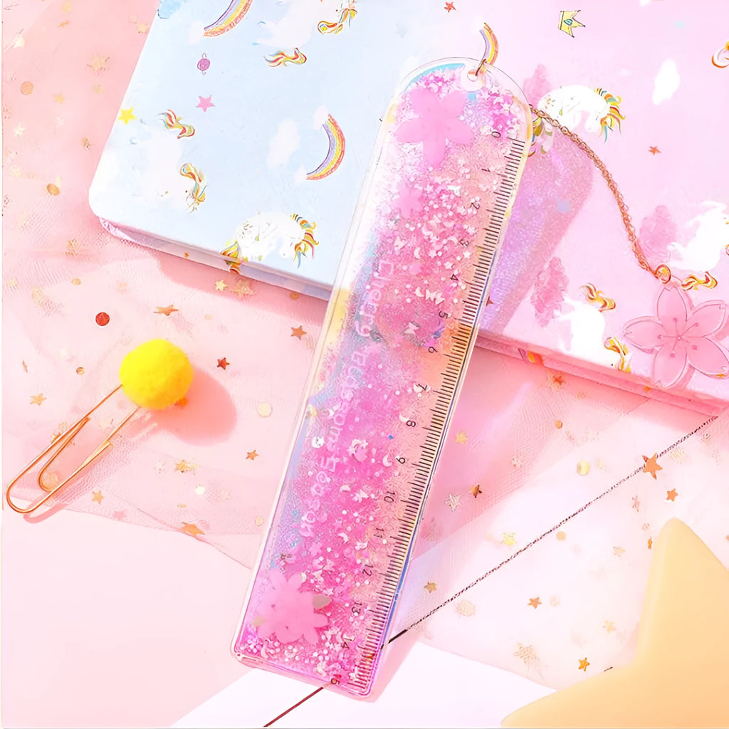 15cm colourful ruler with laser-cut heart designs serving as both measurement tool and bookmark