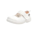 White children's cloth shoes with mesh upper and Velcro fastening for toddlers