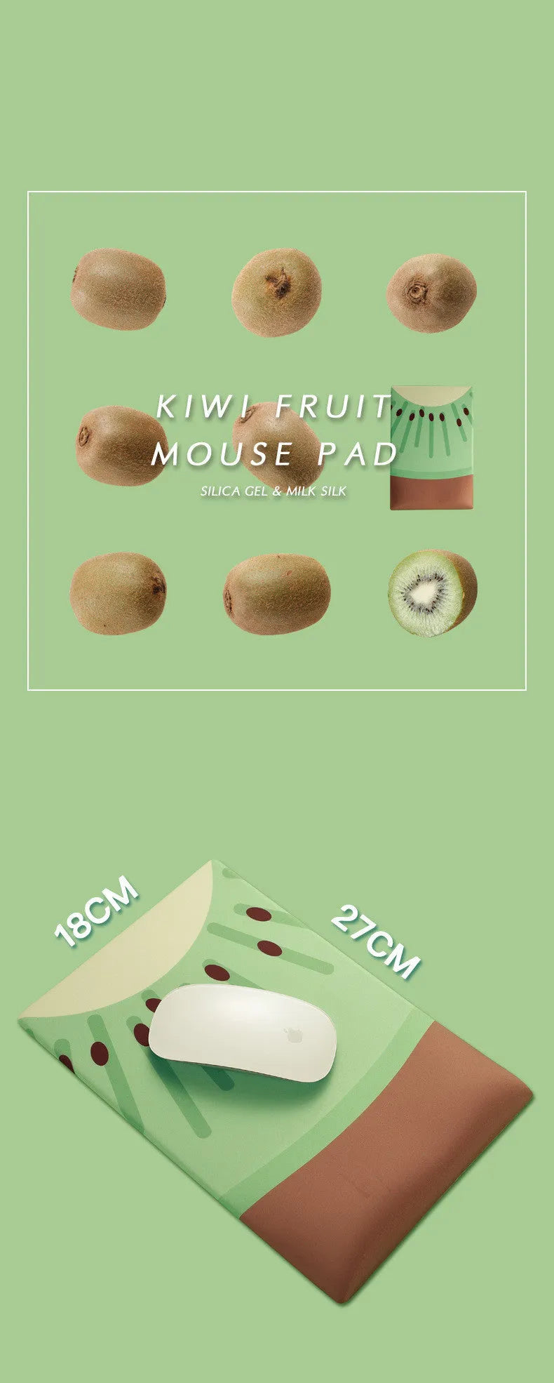 Soft thickened wrist mouse pad with colourful graphic print on fabric and a grey silicone non-slip base.