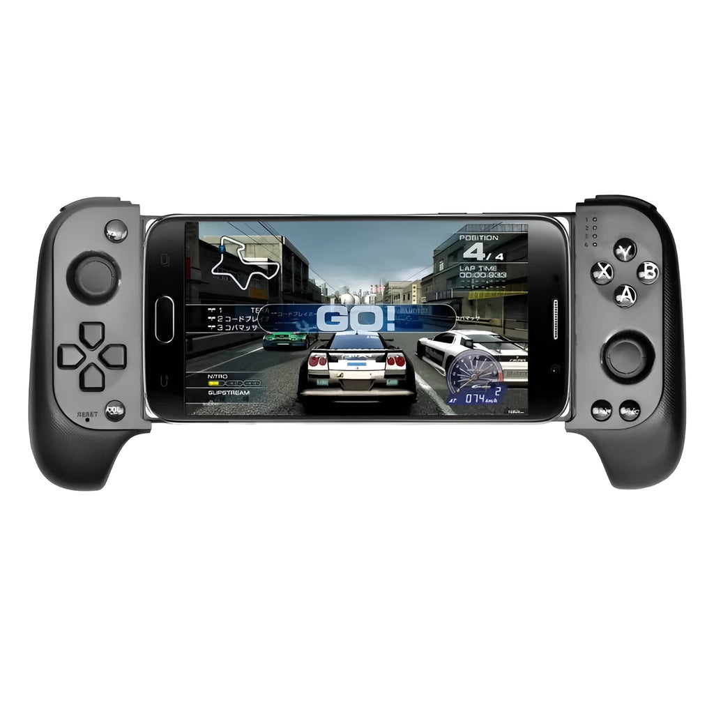 Cytec wireless Bluetooth telescopic game controller extended to hold a smartphone