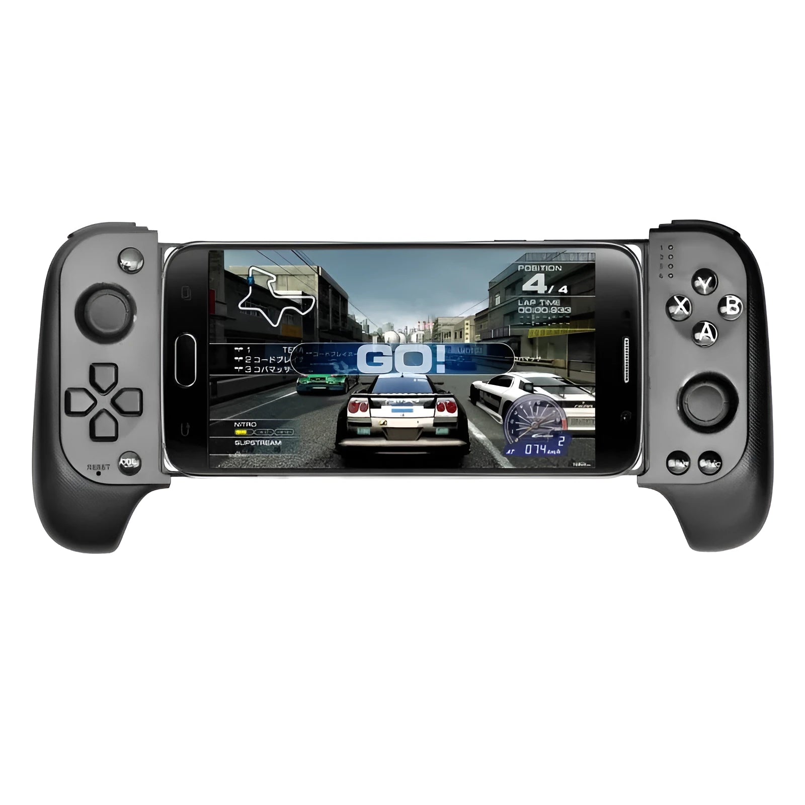 Cytec wireless Bluetooth telescopic game controller extended to hold a smartphone
