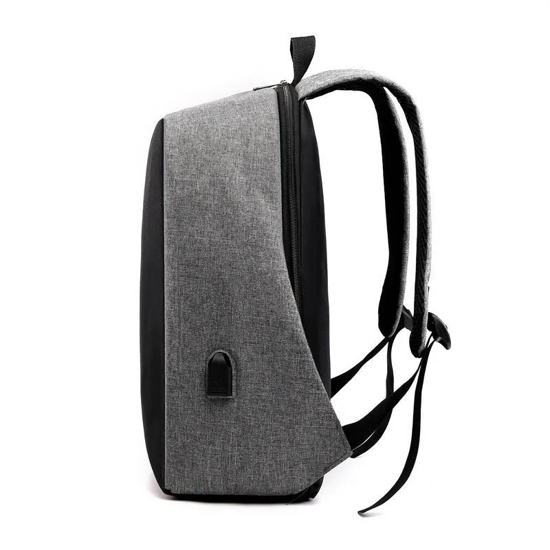 Fashion anti-theft backpack with USB port, air cushion strap, and 16-inch laptop compartment in black