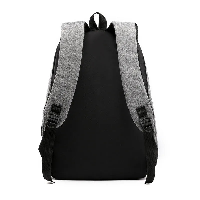 Fashion anti-theft backpack with USB port, air cushion strap, and 16-inch laptop compartment in black