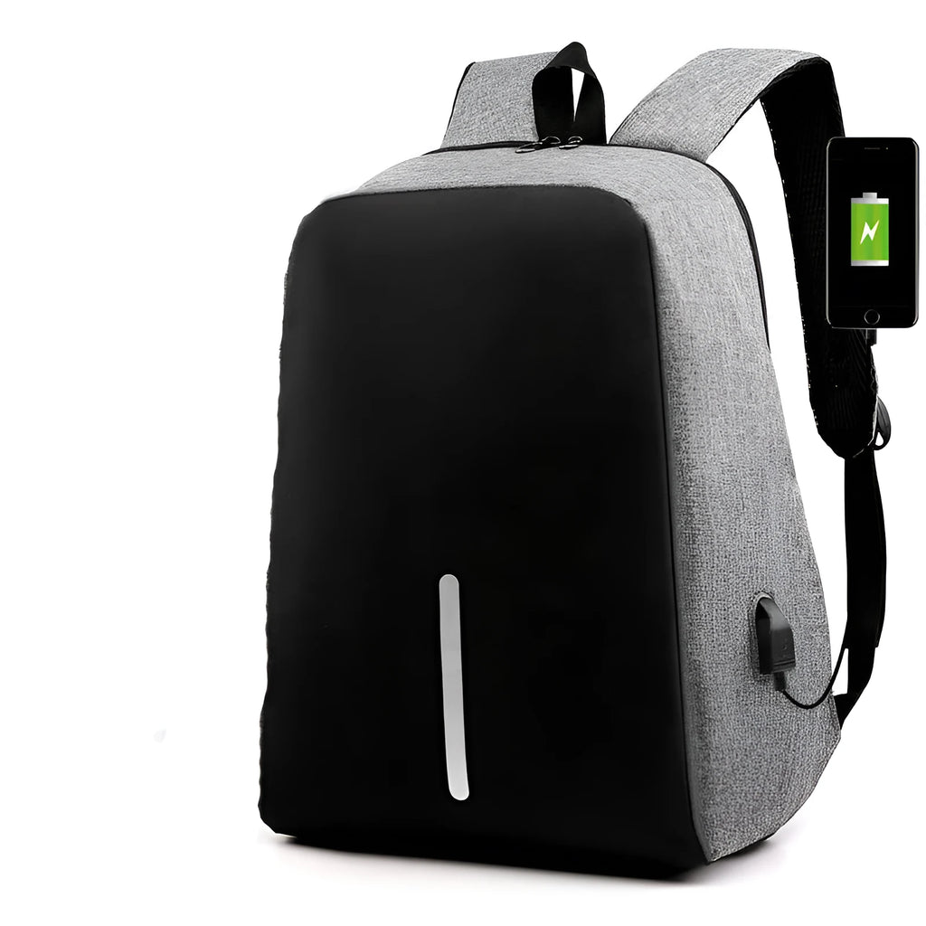 Fashion anti-theft backpack with USB port, air cushion strap, and 16-inch laptop compartment in black